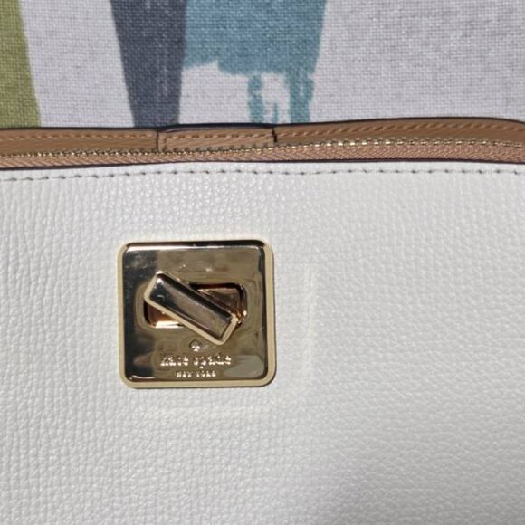 Kate Spade Phoebe Medium Top Handle Satchel In Meringue(White) Turnlock Closure - Picture 14 of 14